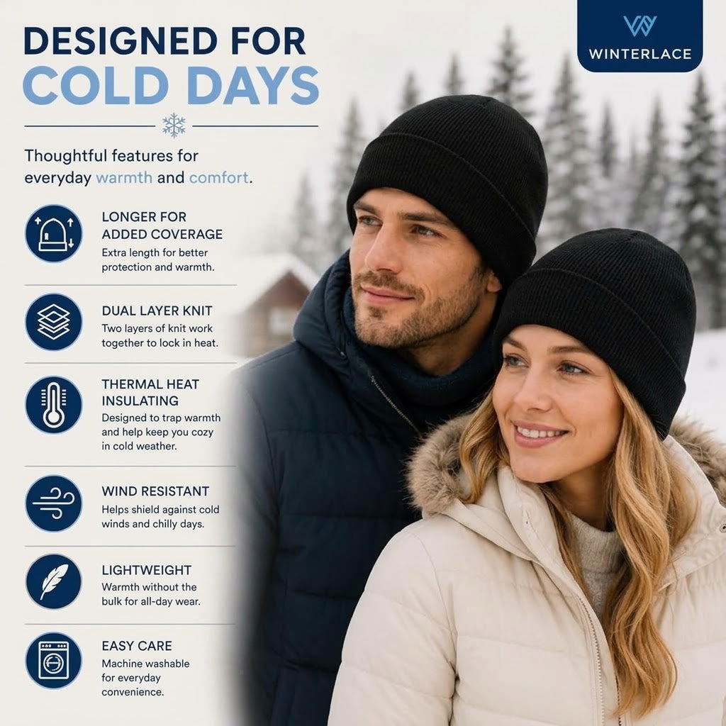 Winter Beanie Hat for Men and Women, Warm Cozy Knitted Cuffed Skull Cap