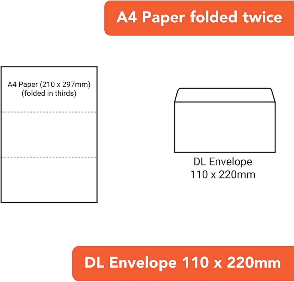DL Envelopes 110 x 220mm 80 GSM Self Seal