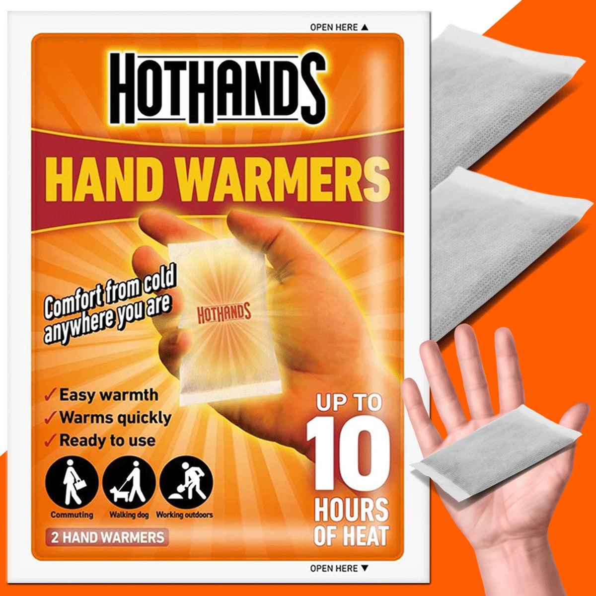 Hand Warmers - 2 Pack - 10 Hours of Heat - Air activated - Ready to use