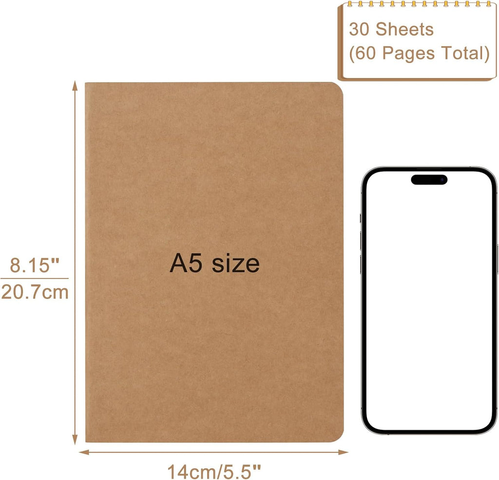 A5 Kraft Cover Lined Notebook - 60 Pages
