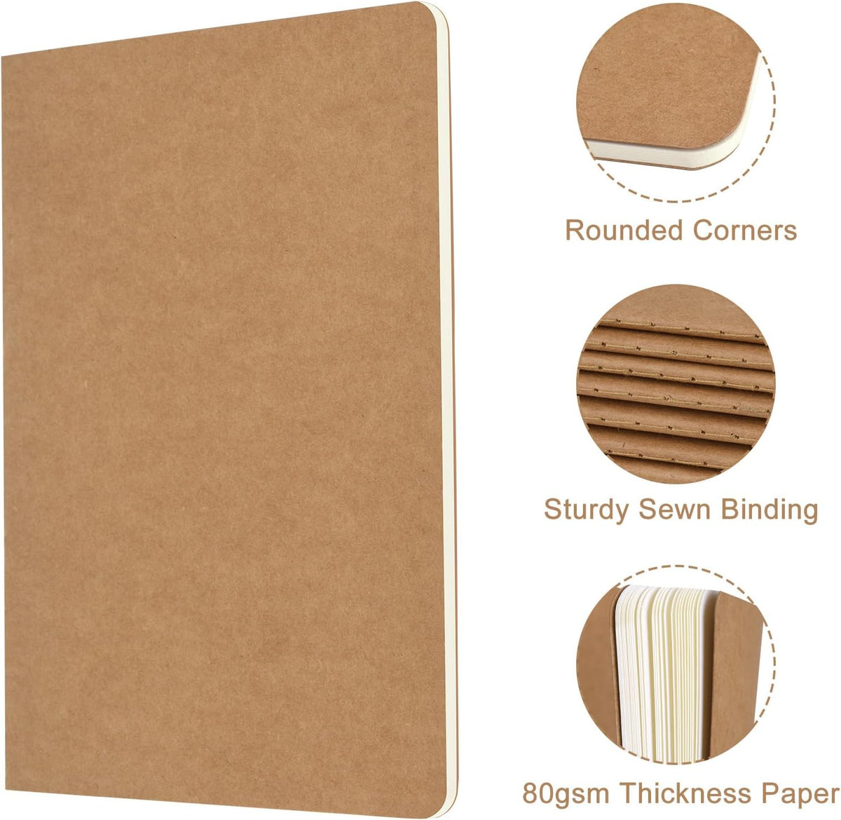 A5 Kraft Cover Lined Notebook - 60 Pages